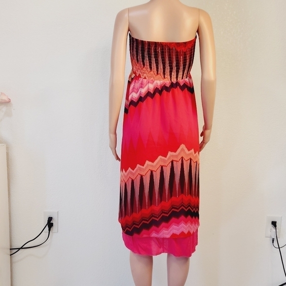 Lapis Strapless Sheer Lightweight Abstract Design Beach Summer Dress Size: L - Picture 5 of 12